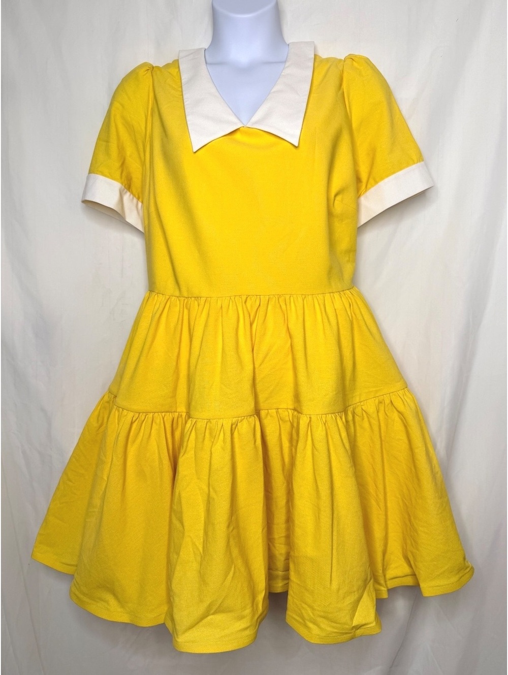 Chelsea Reece Chelsea Dress Yellow Linen Blend Flouncy Full Skirt Size 28